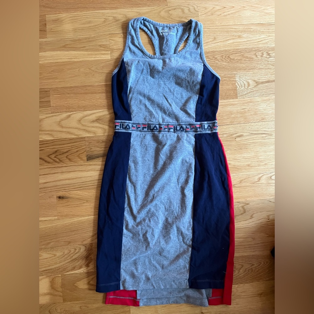 Fila athletic dress in monochrome red, grey and blue